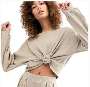 Free People Beach Medium Culver City Crop Knot tan lightweight sweater NWOT